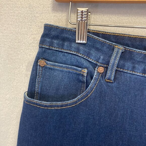 Soft Surroundings Ultimate Denim Flare Leg Jeans Size 14 Dark Wash Blue Stretch - Picture 12 of 16